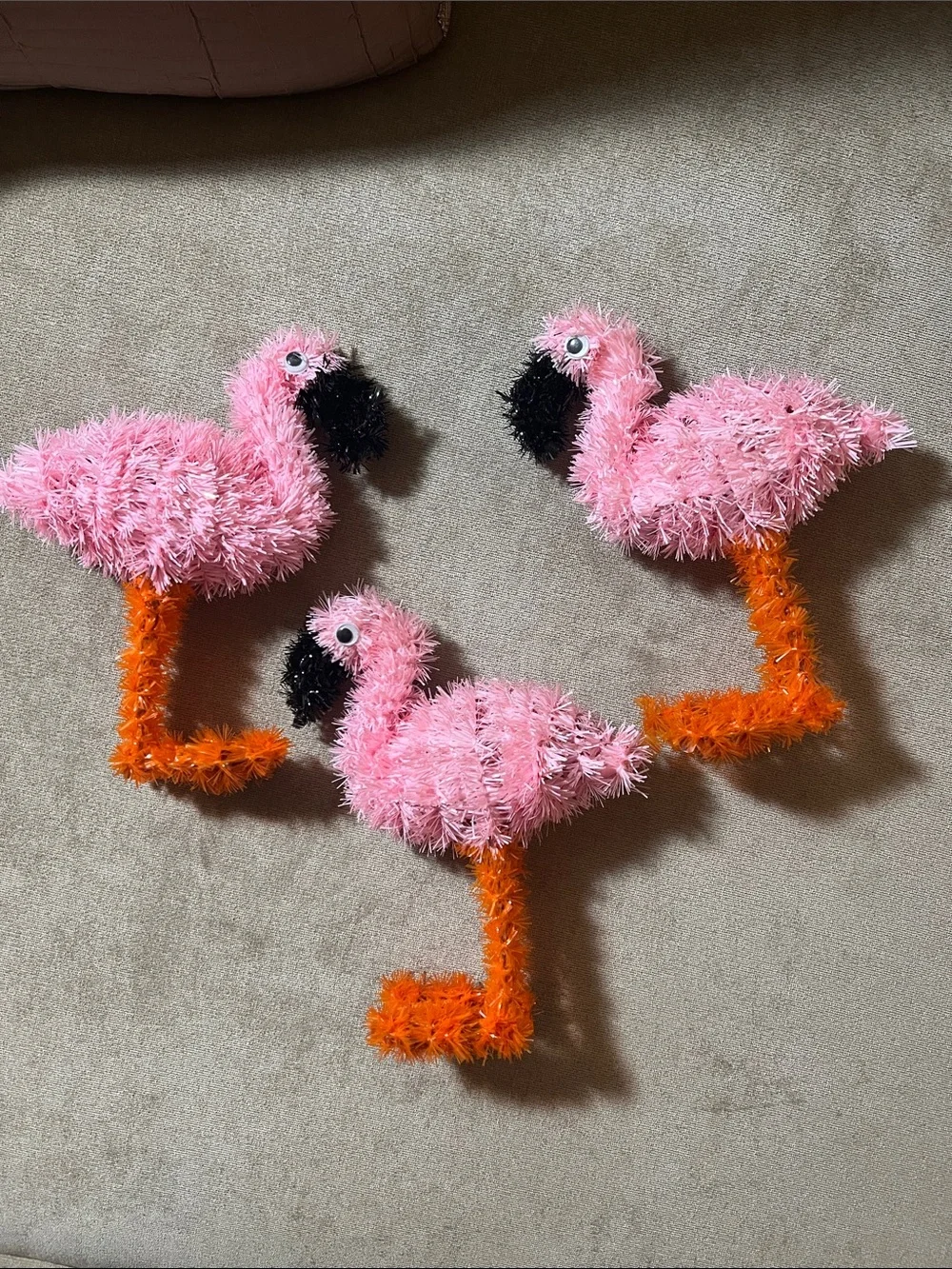 Pink Flamingo Tinsel Party Decorations - Set of 3
